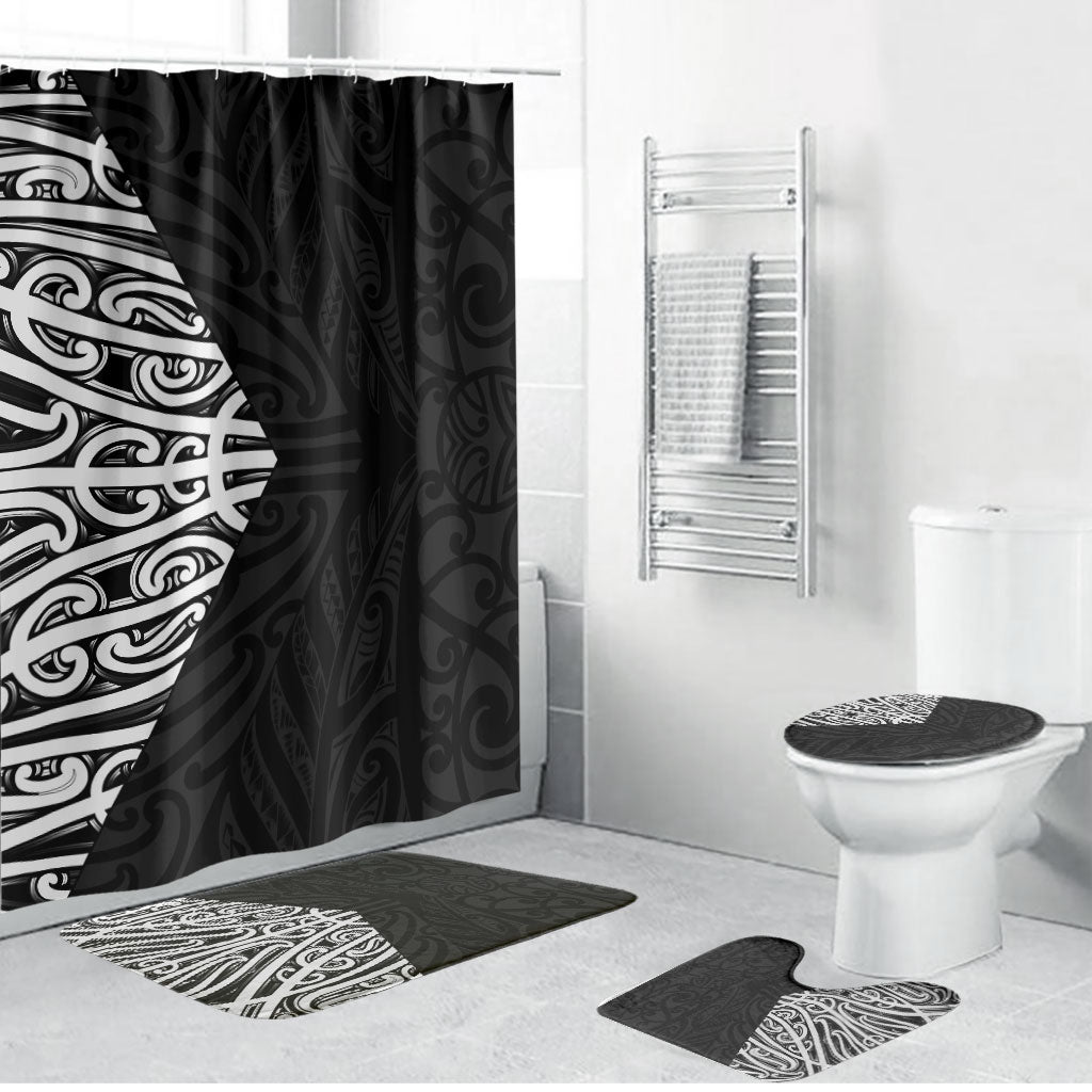Black New Zealand Puhoro Maori Tattoo Bathroom Set LT14 Bathroom Set (4 pcs) Black - Polynesian Pride
