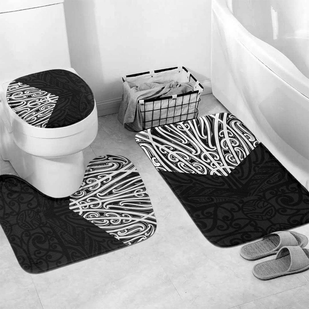 Black New Zealand Puhoro Maori Tattoo Bathroom Set LT14 Mat Set Only (3 pcs) One Size Black - Polynesian Pride
