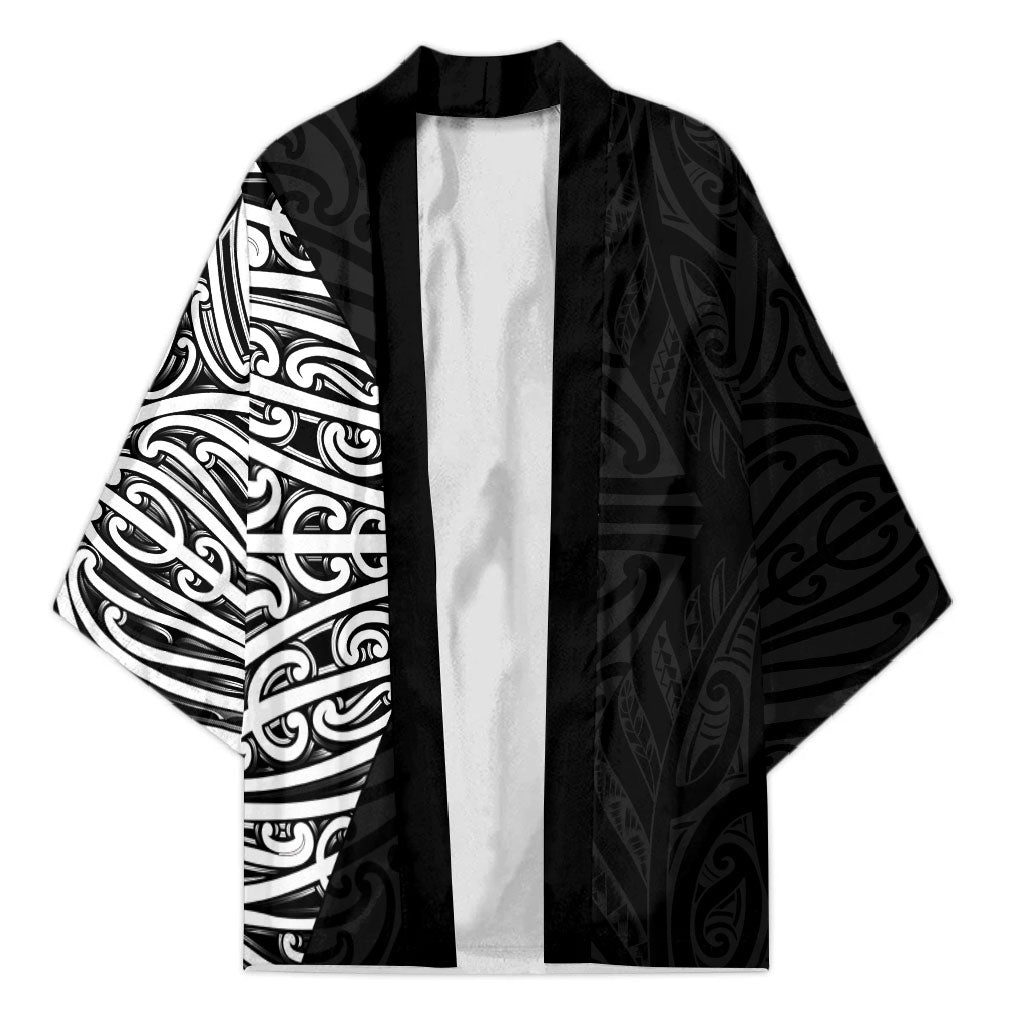 Black New Zealand Puhoro Maori Tattoo Kimono LT14 Unisex Black - Polynesian Pride