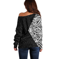 Black New Zealand Puhoro Maori Tattoo Off Shoulder Sweater LT14 - Polynesian Pride
