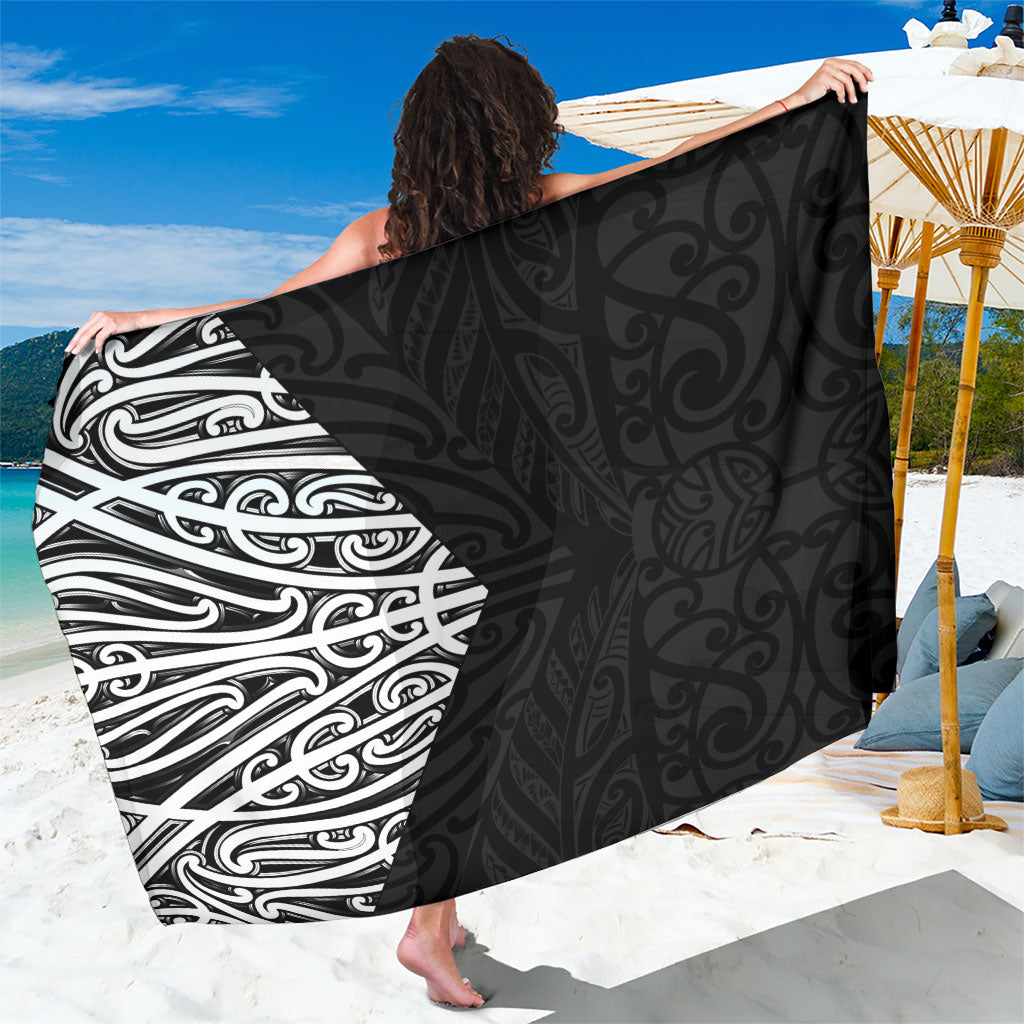 Black New Zealand Puhoro Maori Tattoo Sarong LT14 One Size 44 x 66 inches Black - Polynesian Pride