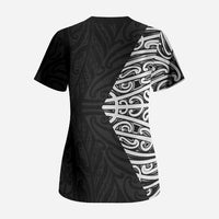 Black New Zealand Puhoro Maori Tattoo Scrub Top LT14 - Polynesian Pride