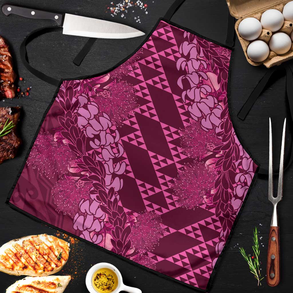 Pink Aloha Hawaii Apron Hawaiian Kakau Ohia Lehua Lei LT14 Pink - Polynesian Pride