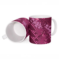 Pink Aloha Hawaii Ceramic Mug Hawaiian Kakau Ohia Lehua Lei LT14 - Polynesian Pride