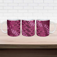 Pink Aloha Hawaii Ceramic Mug Hawaiian Kakau Ohia Lehua Lei LT14 - Polynesian Pride