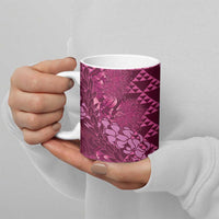 Pink Aloha Hawaii Ceramic Mug Hawaiian Kakau Ohia Lehua Lei LT14 - Polynesian Pride