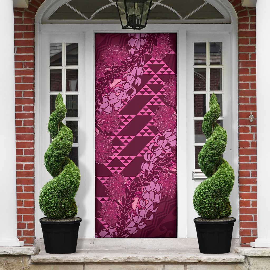 Pink Aloha Hawaii Door Cover Hawaiian Kakau Ohia Lehua Lei LT14 - Polynesian Pride