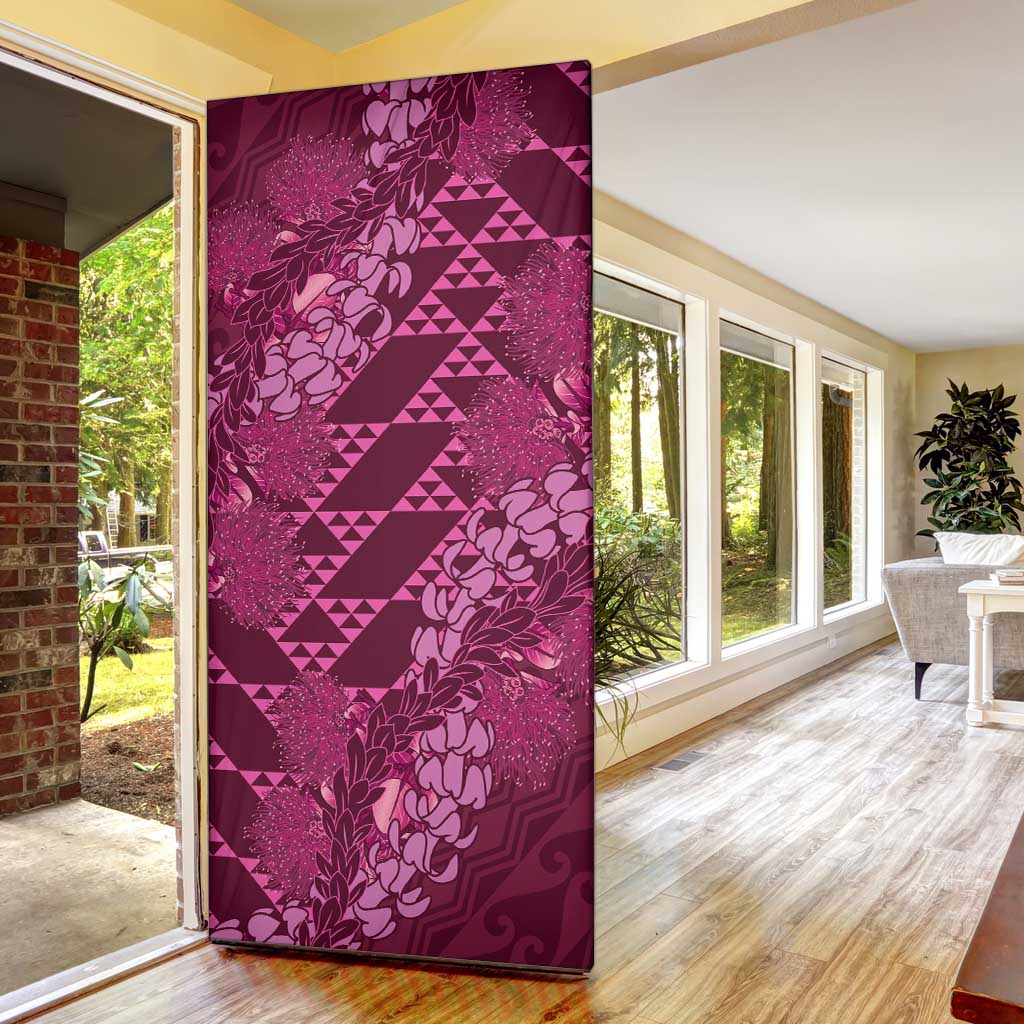 Pink Aloha Hawaii Door Cover Hawaiian Kakau Ohia Lehua Lei LT14 - Polynesian Pride