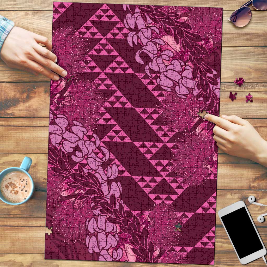 Pink Aloha Hawaii Puzzle Hawaiian Kakau Ohia Lehua Lei LT14 Pink - Polynesian Pride