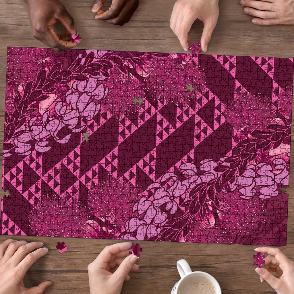 Pink Aloha Hawaii Puzzle Hawaiian Kakau Ohia Lehua Lei LT14 - Polynesian Pride