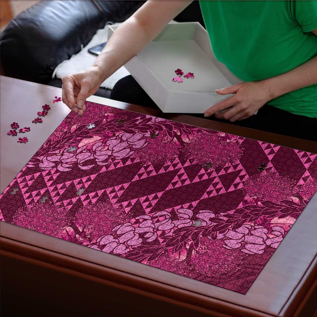 Pink Aloha Hawaii Puzzle Hawaiian Kakau Ohia Lehua Lei LT14 - Polynesian Pride