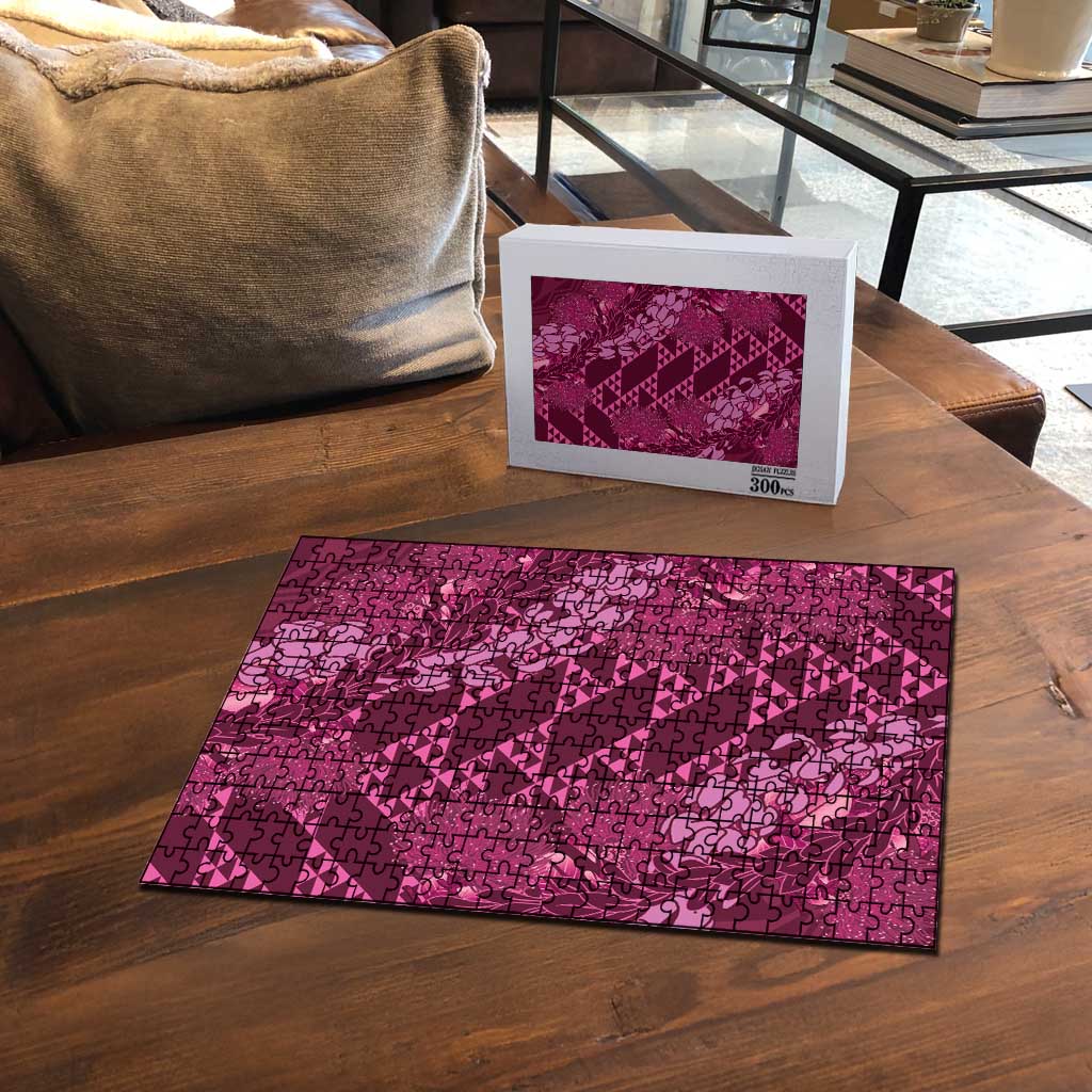 Pink Aloha Hawaii Puzzle Hawaiian Kakau Ohia Lehua Lei LT14 - Polynesian Pride