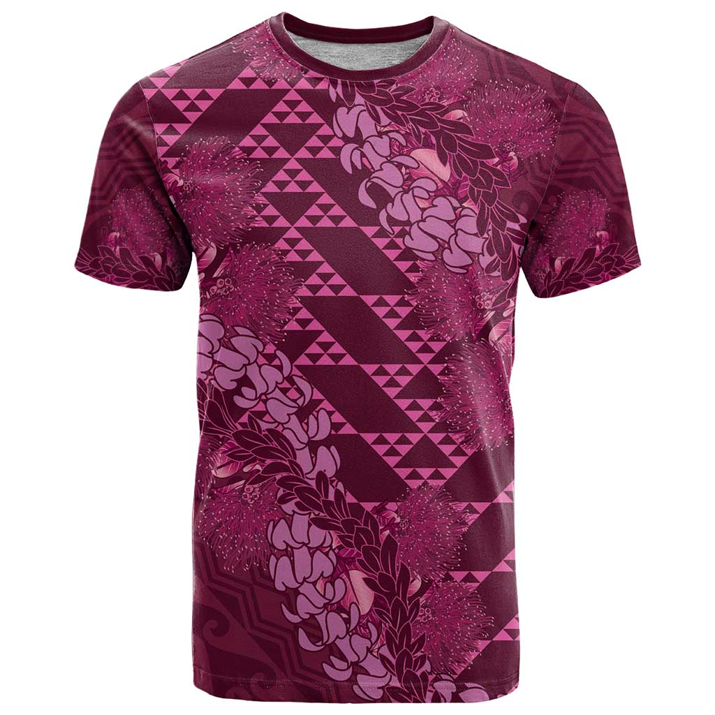 Pink Aloha Hawaii T Shirt Hawaiian Kakau Ohia Lehua Lei LT14 Pink - Polynesian Pride