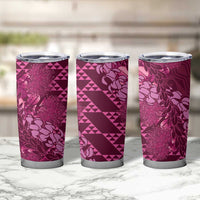 Pink Aloha Hawaii Tumbler Cup Hawaiian Kakau Ohia Lehua Lei LT14 - Polynesian Pride