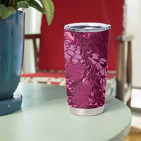 Pink Aloha Hawaii Tumbler Cup Hawaiian Kakau Ohia Lehua Lei LT14 - Polynesian Pride