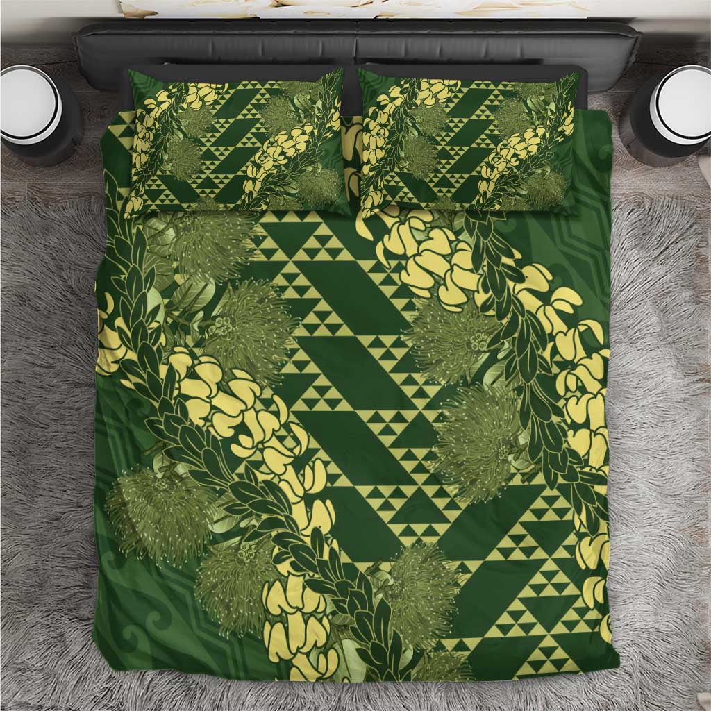 Green Aloha Hawaii Bedding Set Hawaiian Kakau Ohia Lehua Lei LT14 Green - Polynesian Pride