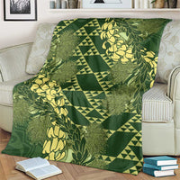 Green Aloha Hawaii Blanket Hawaiian Kakau Ohia Lehua Lei LT14 - Polynesian Pride