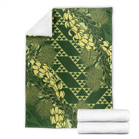 Green Aloha Hawaii Blanket Hawaiian Kakau Ohia Lehua Lei LT14 - Polynesian Pride