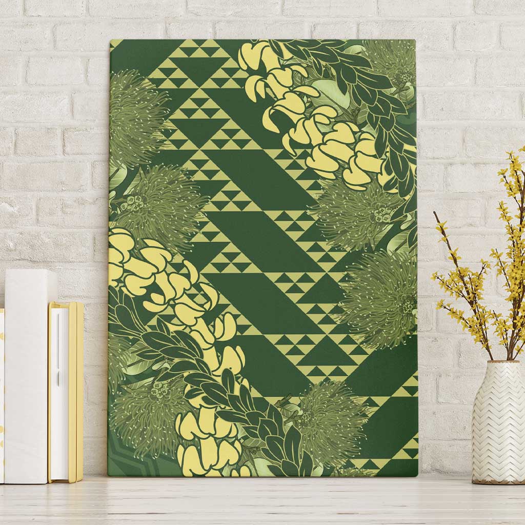 Green Aloha Hawaii Canvas Wall Art Hawaiian Kakau Ohia Lehua Lei LT14 Without Frame Green - Polynesian Pride