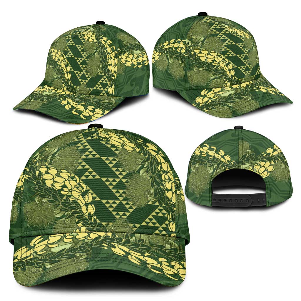Green Aloha Hawaii Classic Cap Hawaiian Kakau Ohia Lehua Lei LT14 - Polynesian Pride