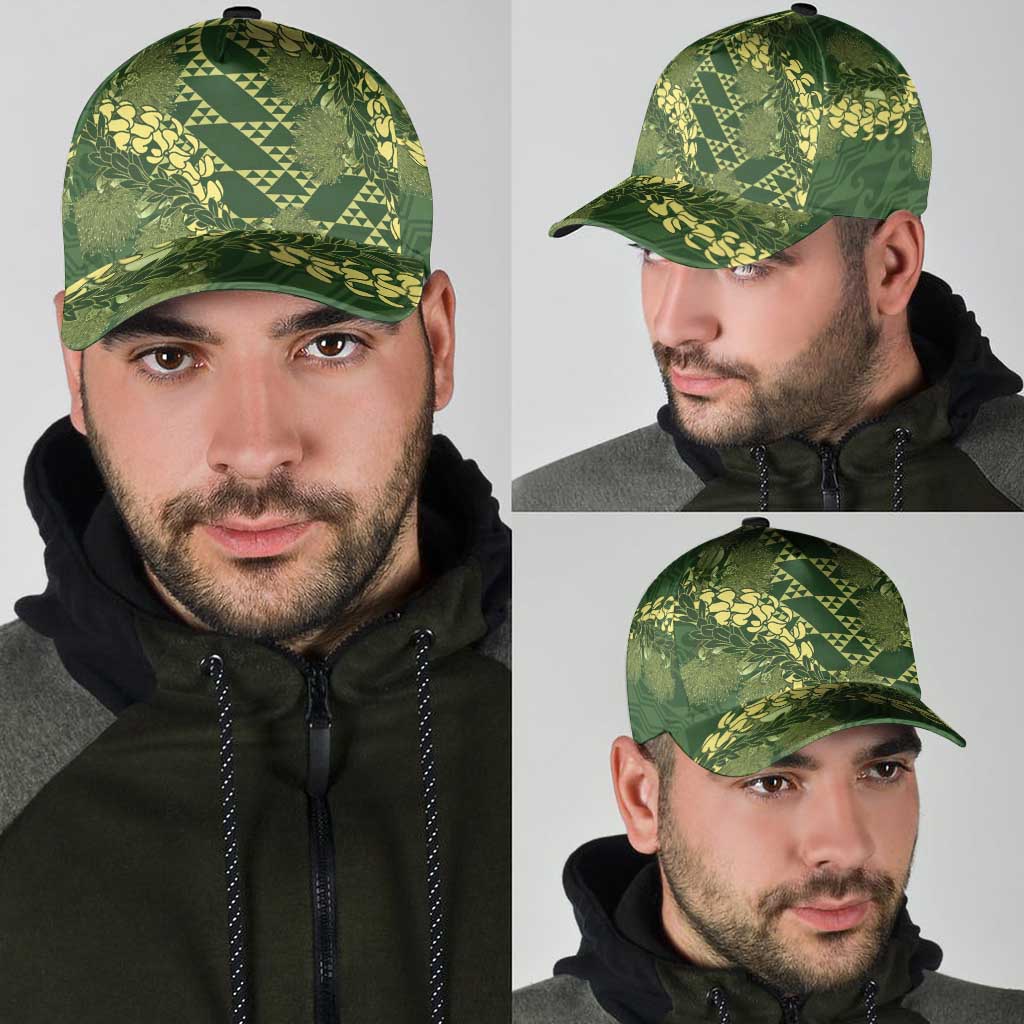 Green Aloha Hawaii Classic Cap Hawaiian Kakau Ohia Lehua Lei LT14 - Polynesian Pride