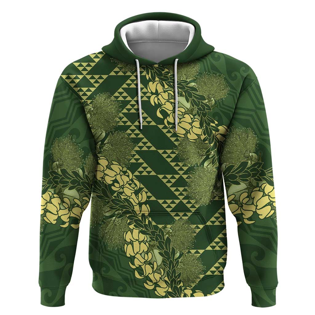 Green Aloha Hawaii Hoodie Hawaiian Kakau Ohia Lehua Lei LT14 Pullover Hoodie Green - Polynesian Pride