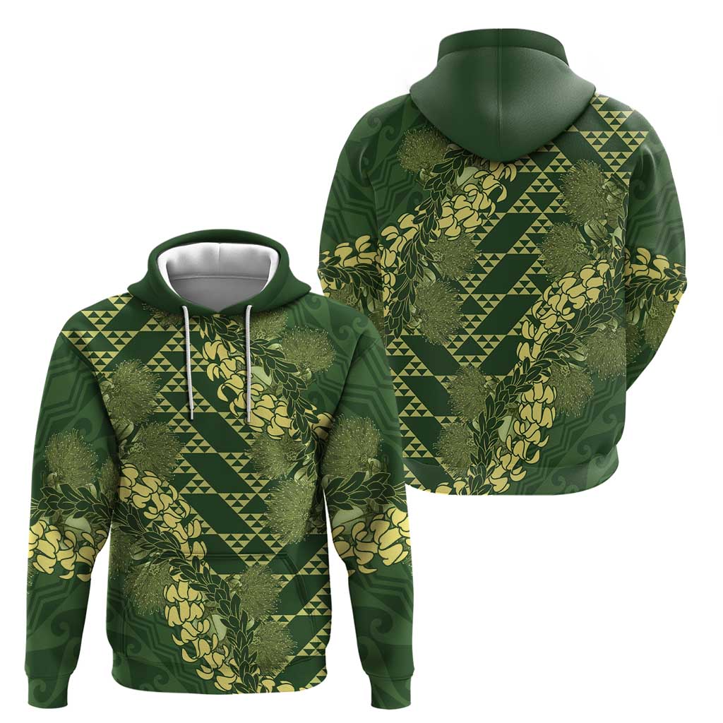 Green Aloha Hawaii Hoodie Hawaiian Kakau Ohia Lehua Lei LT14 - Polynesian Pride