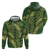 Green Aloha Hawaii Hoodie Hawaiian Kakau Ohia Lehua Lei LT14 - Polynesian Pride