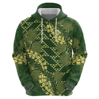 Green Aloha Hawaii Hoodie Hawaiian Kakau Ohia Lehua Lei LT14 - Polynesian Pride