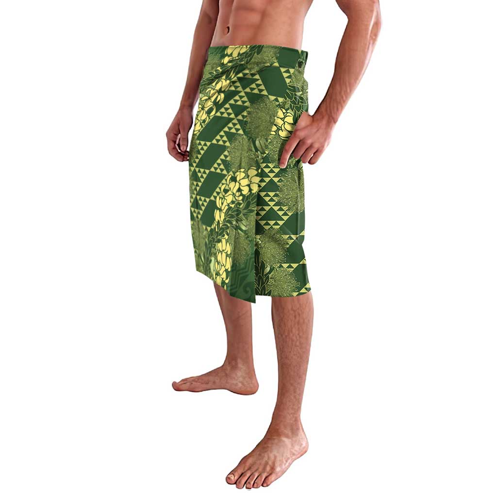 Green Aloha Hawaii Lavalava Hawaiian Kakau Ohia Lehua Lei LT14 - Polynesian Pride