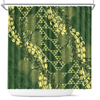 Green Aloha Hawaii Shower Curtain Hawaiian Kakau Ohia Lehua Lei LT14 Green - Polynesian Pride