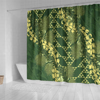 Green Aloha Hawaii Shower Curtain Hawaiian Kakau Ohia Lehua Lei LT14 - Polynesian Pride