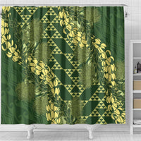 Green Aloha Hawaii Shower Curtain Hawaiian Kakau Ohia Lehua Lei LT14 - Polynesian Pride