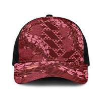 Maroon Aloha Hawaii Baseball Net Cap Hawaiian Kakau Ohia Lehua Lei LT14 One Size Black Maroon - Polynesian Pride