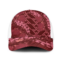 Maroon Aloha Hawaii Baseball Net Cap Hawaiian Kakau Ohia Lehua Lei LT14 One Size White Maroon - Polynesian Pride