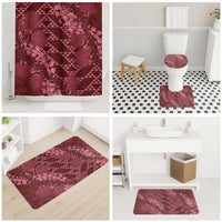 Maroon Aloha Hawaii Bathroom Set Hawaiian Kakau Ohia Lehua Lei LT14 - Polynesian Pride