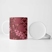 Maroon Aloha Hawaii Ceramic Mug Hawaiian Kakau Ohia Lehua Lei LT14 - Polynesian Pride