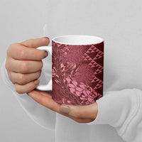 Maroon Aloha Hawaii Ceramic Mug Hawaiian Kakau Ohia Lehua Lei LT14 - Polynesian Pride