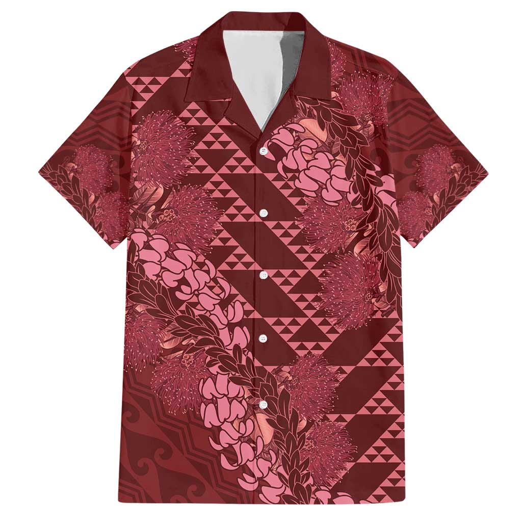 Maroon Aloha Hawaii Hawaiian Shirt Hawaiian Kakau Ohia Lehua Lei LT14 Maroon - Polynesian Pride