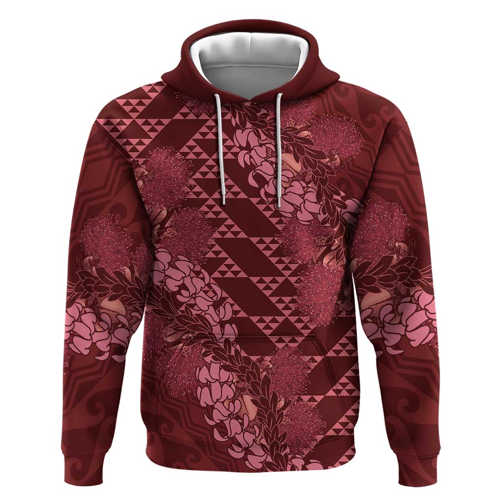 Maroon Aloha Hawaii Hoodie Hawaiian Kakau Ohia Lehua Lei LT14 Pullover Hoodie Maroon - Polynesian Pride