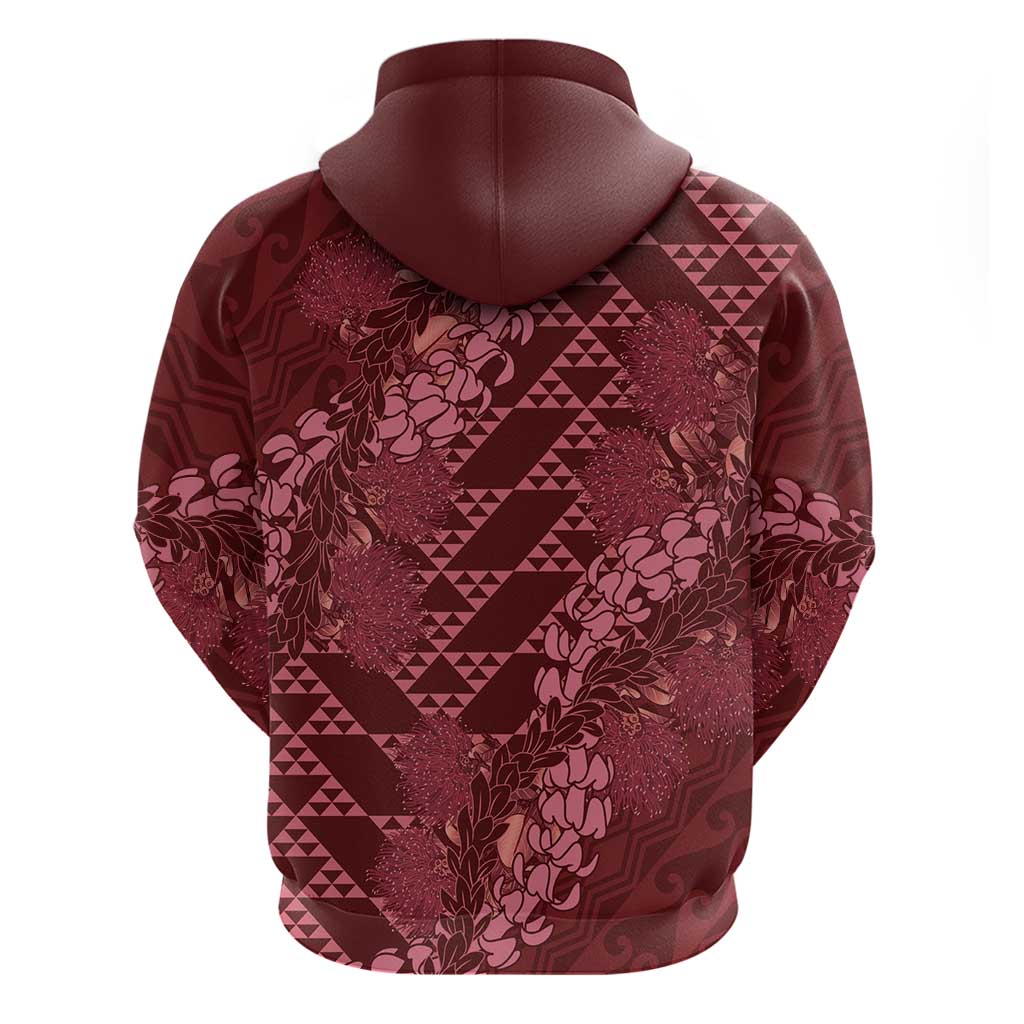 Maroon Aloha Hawaii Hoodie Hawaiian Kakau Ohia Lehua Lei LT14 - Polynesian Pride