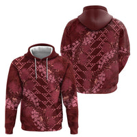Maroon Aloha Hawaii Hoodie Hawaiian Kakau Ohia Lehua Lei LT14 - Polynesian Pride