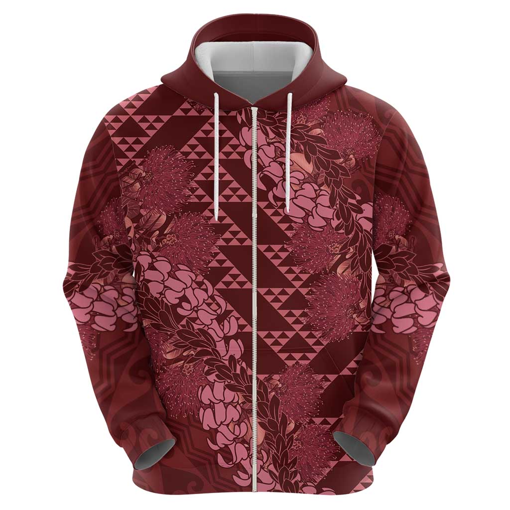 Maroon Aloha Hawaii Hoodie Hawaiian Kakau Ohia Lehua Lei LT14 - Polynesian Pride