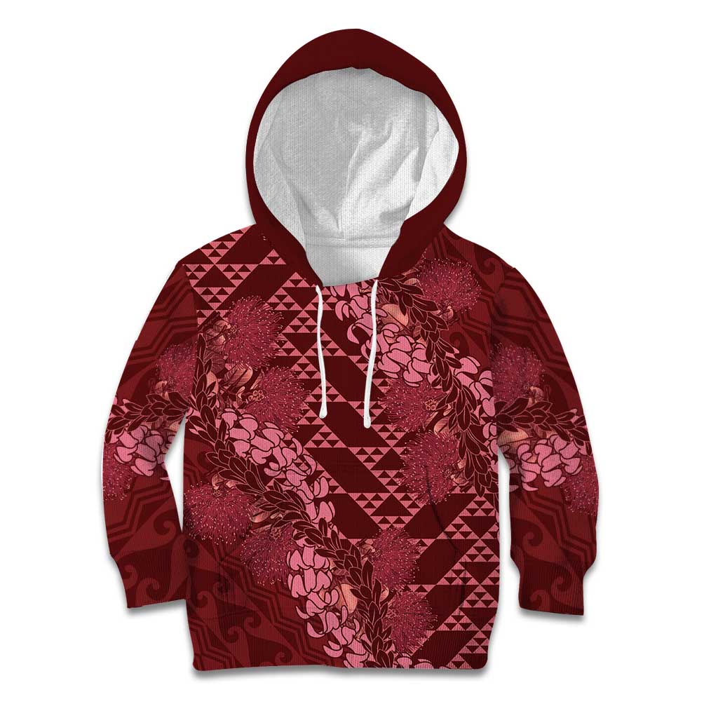 Maroon Aloha Hawaii Kid Hoodie Hawaiian Kakau Ohia Lehua Lei LT14 Hoodie Maroon - Polynesian Pride