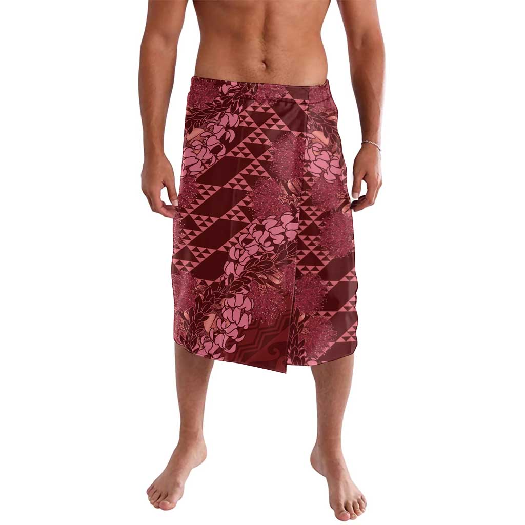 Maroon Aloha Hawaii Lavalava Hawaiian Kakau Ohia Lehua Lei LT14 Maroon - Polynesian Pride
