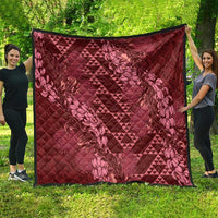 Maroon Aloha Hawaii Quilt Hawaiian Kakau Ohia Lehua Lei LT14 - Polynesian Pride