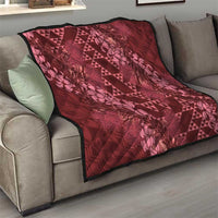 Maroon Aloha Hawaii Quilt Hawaiian Kakau Ohia Lehua Lei LT14 - Polynesian Pride