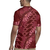 Maroon Aloha Hawaii Rugby Jersey Hawaiian Kakau Ohia Lehua Lei LT14 - Polynesian Pride
