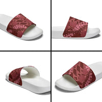 Maroon Aloha Hawaii Slide Sandals Hawaiian Kakau Ohia Lehua Lei LT14 - Polynesian Pride