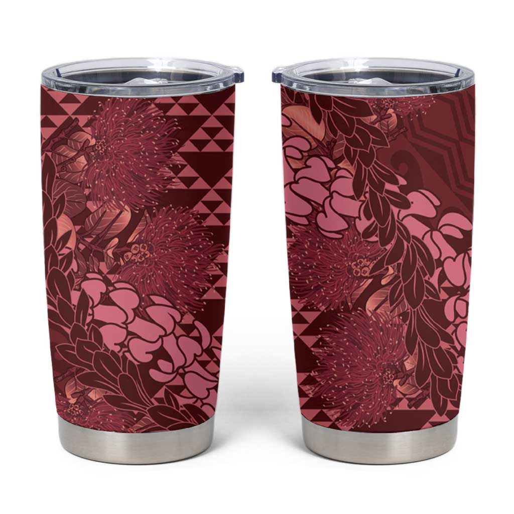 Maroon Aloha Hawaii Tumbler Cup Hawaiian Kakau Ohia Lehua Lei LT14 Maroon - Polynesian Pride